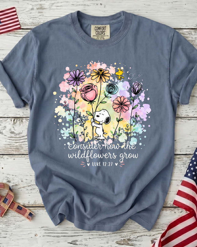 Comfort Colors Consider How the Wildflowers Grow Bible Verse T-Shirt