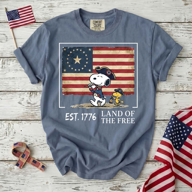 Comfort Colors Est 1776 Land Of The Free Vintage Colonial Flag T-Shirt