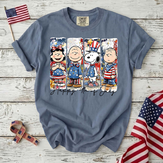 Comfort Colors Happy 4th Of July Red White Blue Panel Friends T-Shirt