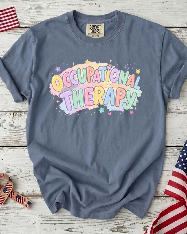 Comfort Colors Occupational Therapy Pastel Rainbow Therapist Gift T-Shirt