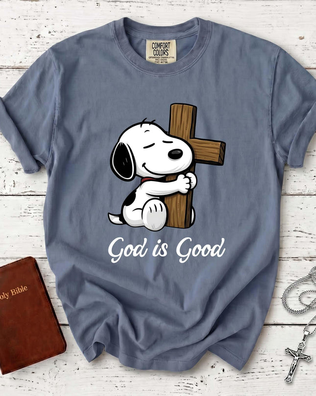 Comfort Colors God Is Good Wooden Cross Christian T-Shirt