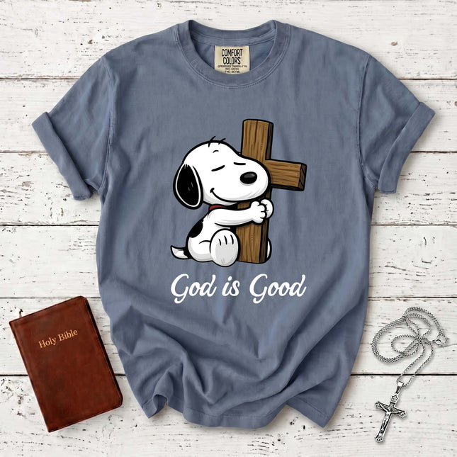 Comfort Colors God Is Good Wooden Cross Christian T-Shirt