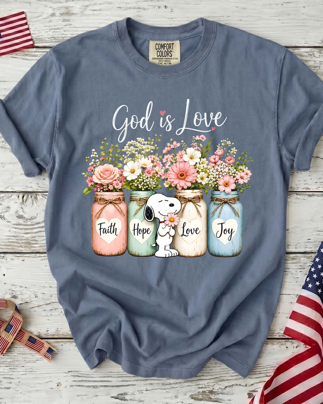 Comfort Colors God Is Love Floral Faith T-Shirt