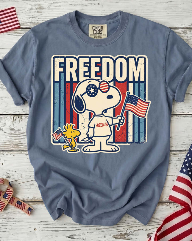 JEAN_8b55f5f0-e806-4143-b38d-96a4e8648232 - AuraNations - Comfort Colors 250th Anniversary USA Retro Freedom Dog T-Shirt - Blue Jean / S - 250TH ANNIVERSARY, ALL, COMFORT COLORS, NO CUSTOM, PRODUCTS, SNPY, TSHIRT