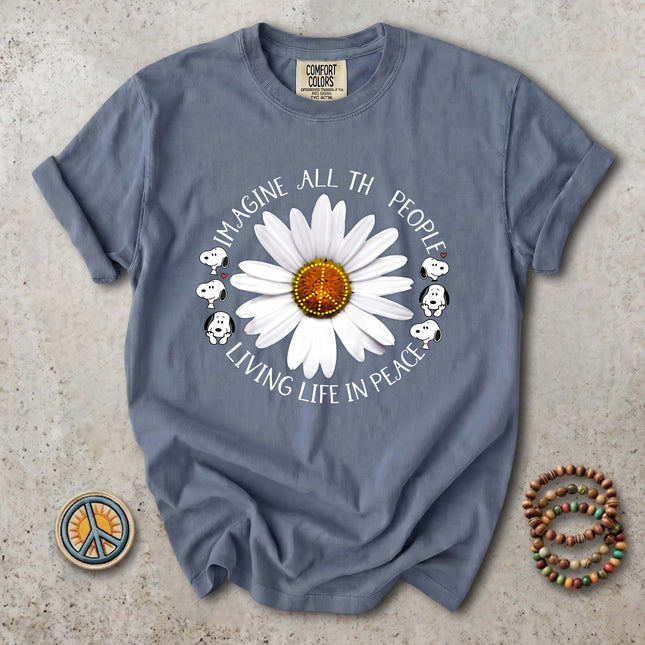 Comfort Colors Imagine All The People Peace Daisy T-Shirt