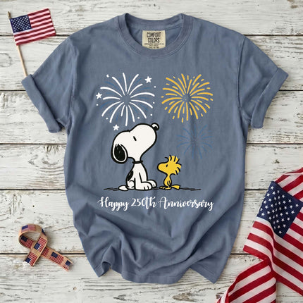 Comfort Colors Happy 250th Anniversary USA Fireworks Watching Dog T-Shirt