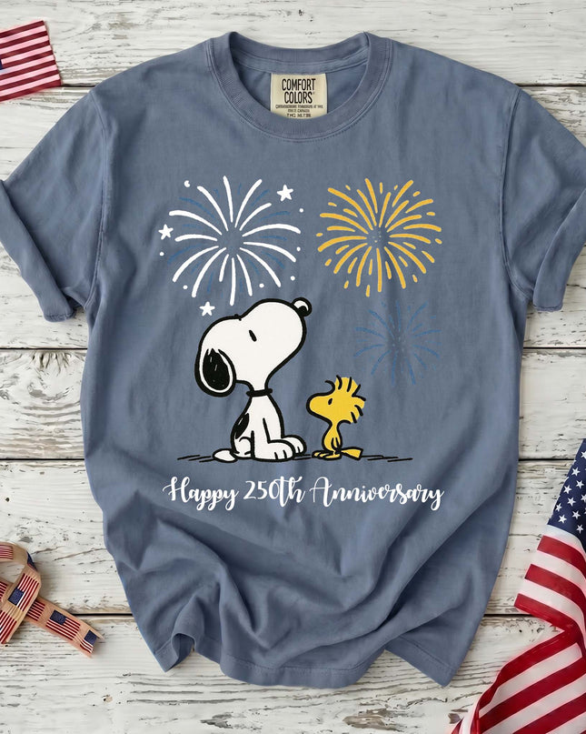 Comfort Colors Happy 250th Anniversary USA Fireworks Watching Dog T-Shirt