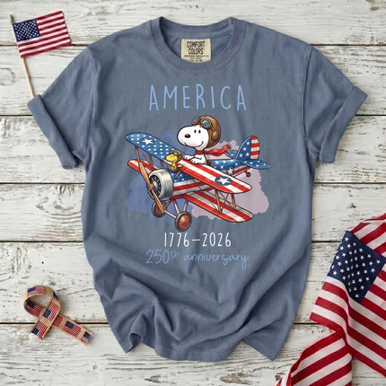 JEAN_ae5f4e86-c543-457a-8453-dcb16d4d8695 - AuraNations - Comfort Colors America 1776-2026 250th Anniversary Patriotic Airplane Dog T-Shirt - Blue Jean / S - 250TH ANNIVERSARY, ALL, COMFORT COLORS, NO CUSTOM, PRODUCTS, SNPY, TSHIRT