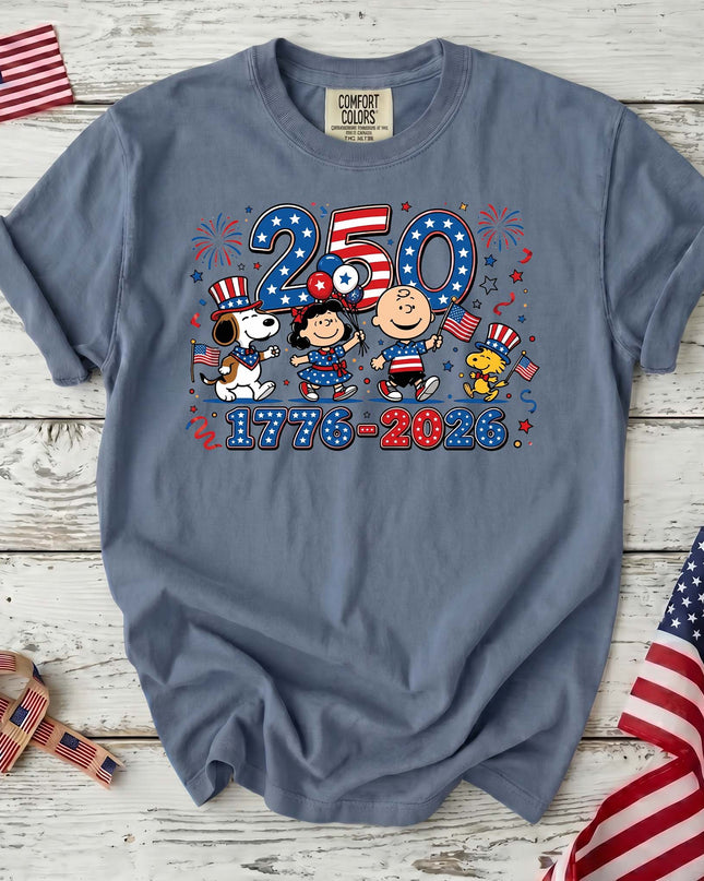 JEAN_b91d8e79-1c95-4d88-989a-bf5cdd748c60 - AuraNations - Comfort Colors 250 Years 1776-2026 Patriotic Fireworks Friends T-Shirt - Blue Jean / S - 250TH ANNIVERSARY, ALL, COMFORT COLORS, NO CUSTOM, PRODUCTS, SNPY, TSHIRT
