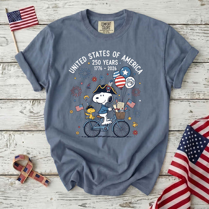 Comfort Colors 250th Anniversary USA Colonial Dog Bicycle T-Shirt
