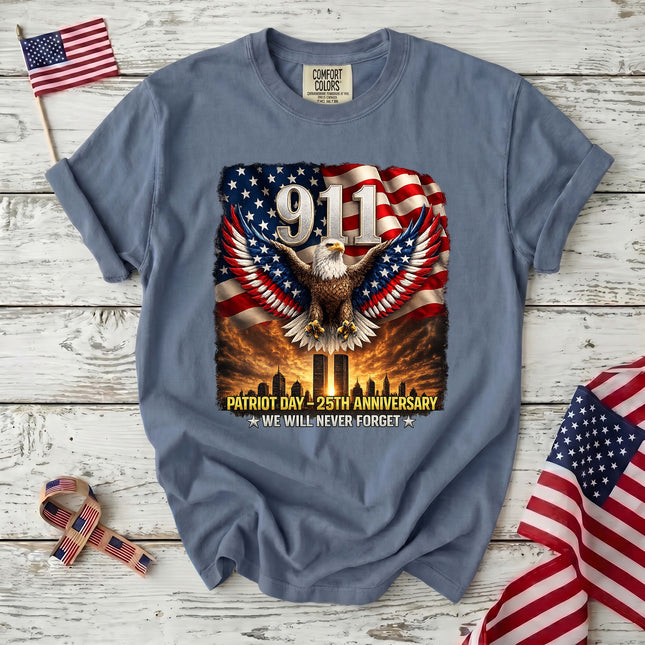 Comfort Colors 25th Anniversary Patriot Day 911 Eagle Memorial Tribute T-Shirt