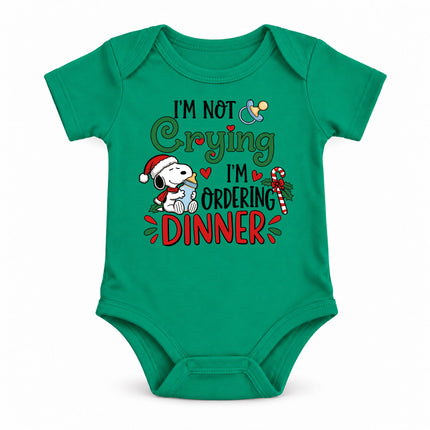 Funny Christmas I'm Not Crying I'm Ordering Dinner Baby Bodysuit