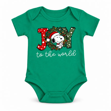 Joy to the World Christmas Wreath Holiday Outfit Baby Bodysuit