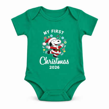 My First Christmas 2026 Festive Music Notes Baby Bodysuit