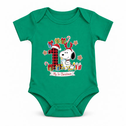 My 1st Christmas Buffalo Plaid Number One Baby Bodysuit