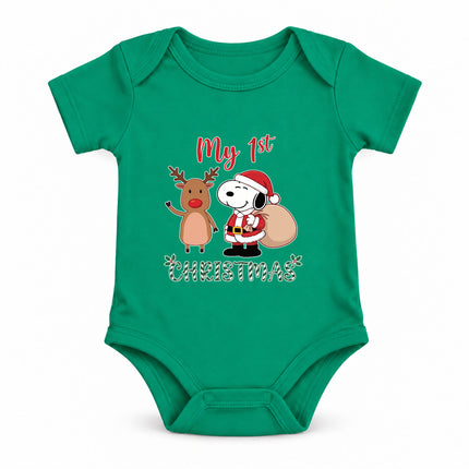 My First Christmas Reindeer Holiday Gift Sack Baby Bodysuit
