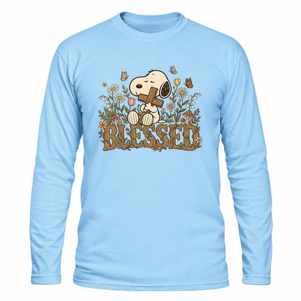 Blessed Christian Floral Cross Christmas Gift Long Sleeve T-Shirt