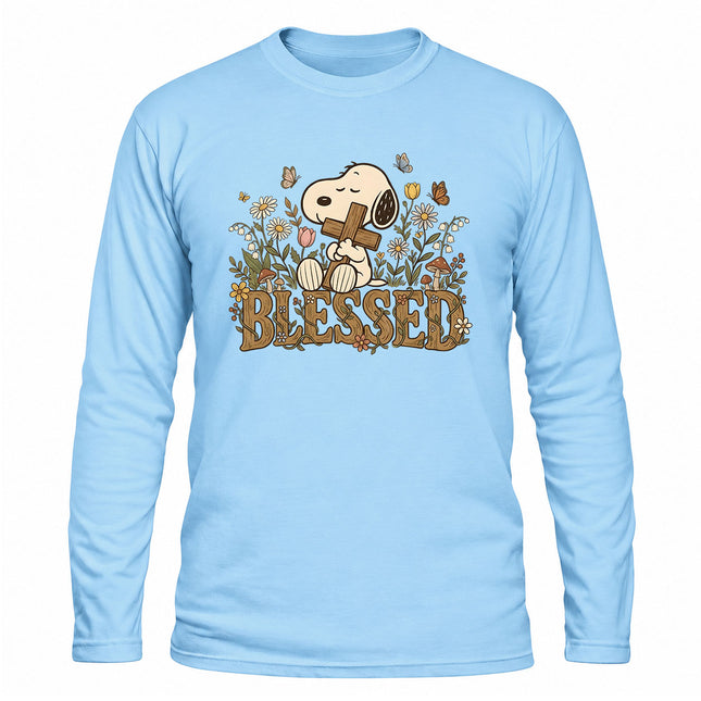 Blessed Christian Floral Cross Christmas Gift Long Sleeve T-Shirt