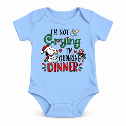 Funny Christmas I'm Not Crying I'm Ordering Dinner Baby Bodysuit