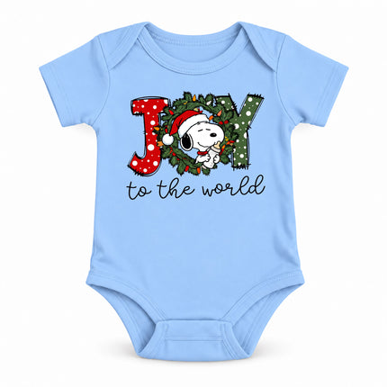 Joy to the World Christmas Wreath Holiday Outfit Baby Bodysuit