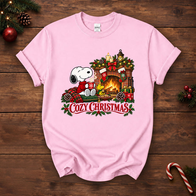 Cozy Christmas Fireplace Hot Cocoa Holiday T-Shirt