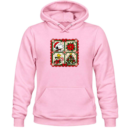 Christmas Patchwork Poinsettia Holiday Quilt Hoodie