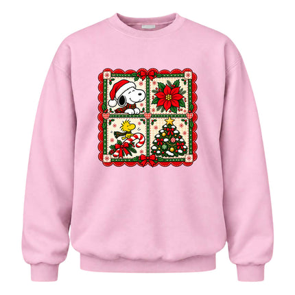 Christmas Patchwork Poinsettia Holiday Quilt Sweatshirt