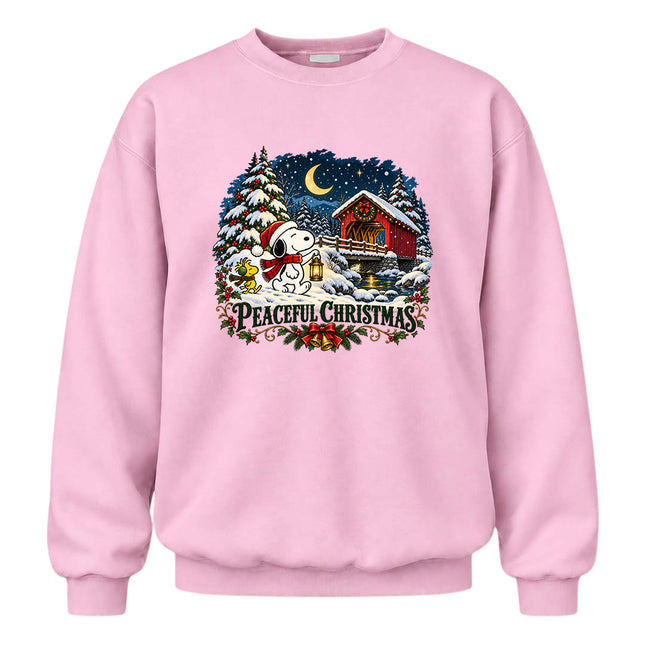 Peaceful Christmas Snowy Covered Bridge Winter Night Sweatshirt