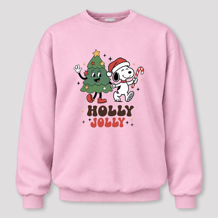 Holly Jolly Christmas Tree Candy Cane Retro Sweatshirt