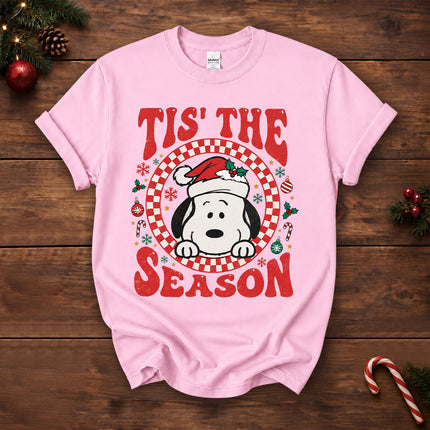 Tis The Season Christmas Retro Checkered Santa Hat T-Shirt