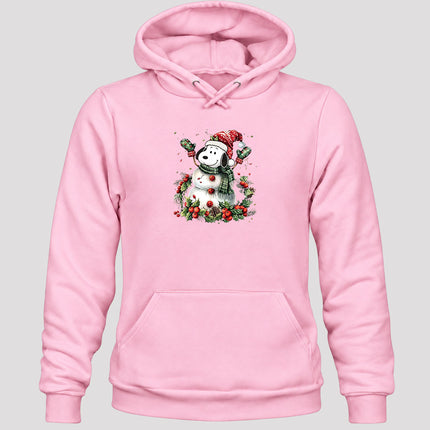 Christmas Snowman Santa Hat Holly Berries Hoodie