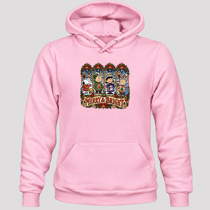 Merry and Bright Christmas Vintage Winter Village Hoodie