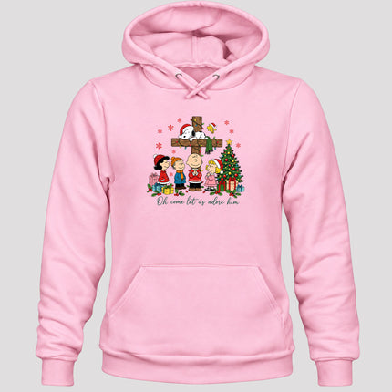 Oh Come Let Us Adore Him Christmas Cross Hoodie