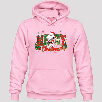 Merry Christmas Plaid Lettering Holiday Trees Hoodie
