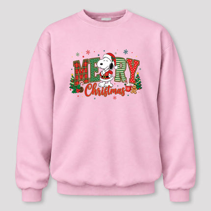 Merry Christmas Plaid Lettering Holiday Trees Sweatshirt