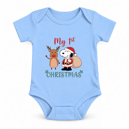 My First Christmas Reindeer Holiday Gift Sack Baby Bodysuit