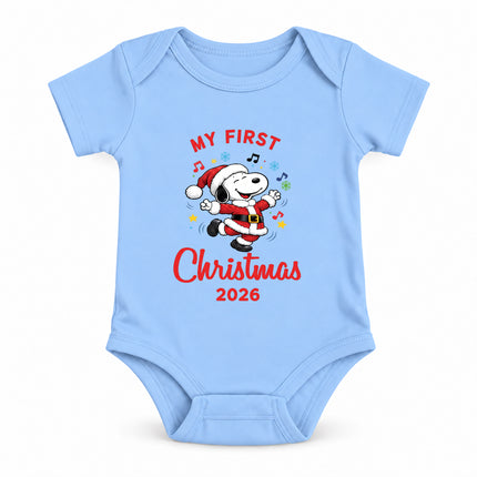 My First Christmas 2026 Festive Music Notes Baby Bodysuit