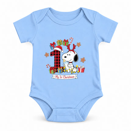 My 1st Christmas Buffalo Plaid Number One Baby Bodysuit