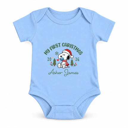 Personalized My First Christmas 2026 Custom Name Baby Bodysuit