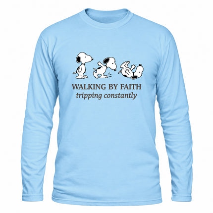 Walking By Faith Tripping Constantly Funny Christian Christmas Gift Long Sleeve T-Shirt