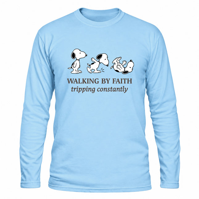 Walking By Faith Tripping Constantly Funny Christian Christmas Gift Long Sleeve T-Shirt