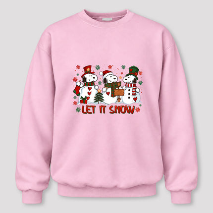 Let It Snow Christmas Snowman Trio Holiday Graphic Sweatshirt