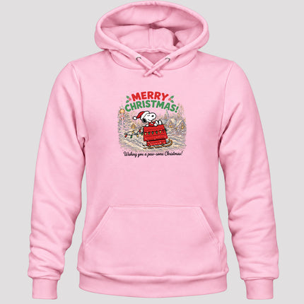 Merry Christmas Snowy Village Holiday Sled Hoodie