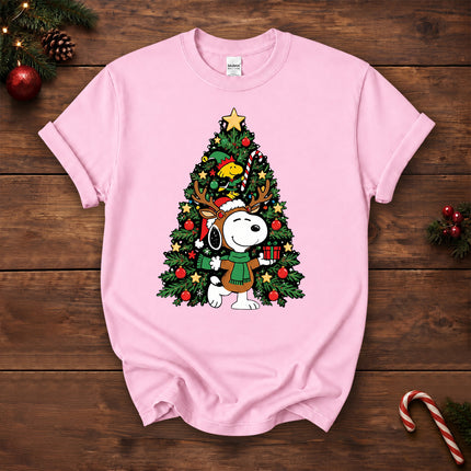 Christmas Tree Reindeer Antlers Holiday Gift T-Shirt