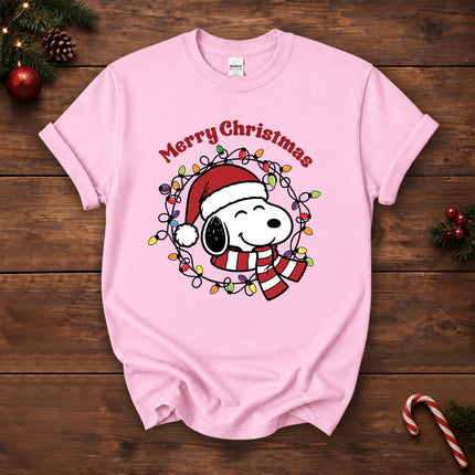 Merry Christmas Santa Hat Colorful Lights T-Shirt