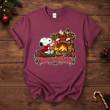 Cozy Christmas Fireplace Hot Cocoa Holiday T-Shirt