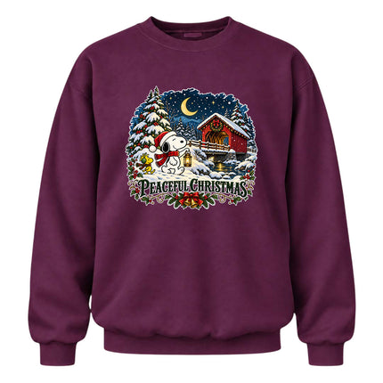 Peaceful Christmas Snowy Covered Bridge Winter Night Sweatshirt