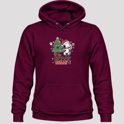 Holly Jolly Christmas Tree Candy Cane Retro Hoodie