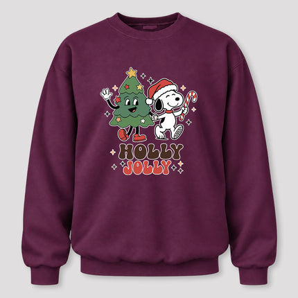 Holly Jolly Christmas Tree Candy Cane Retro Sweatshirt