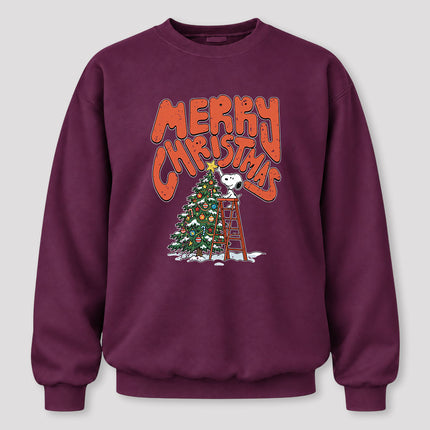 Merry Christmas Retro Tree Decorating Ash Gray Sweatshirt